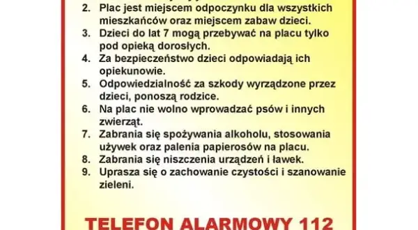 Co powinien zawierać regulamin placu zabaw, aby zapewnić bezpieczeństwo?